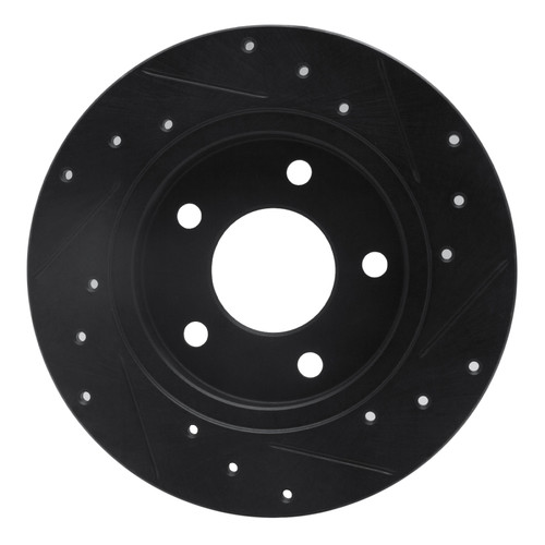 R1 88-92 Dodge Monaco Rear Left Drilled & Slotted Black Brake Rotor