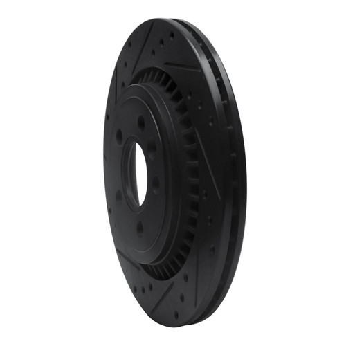 R1 07-18 Volvo XC70 Rear Left Drilled & Slotted Black Brake Rotor