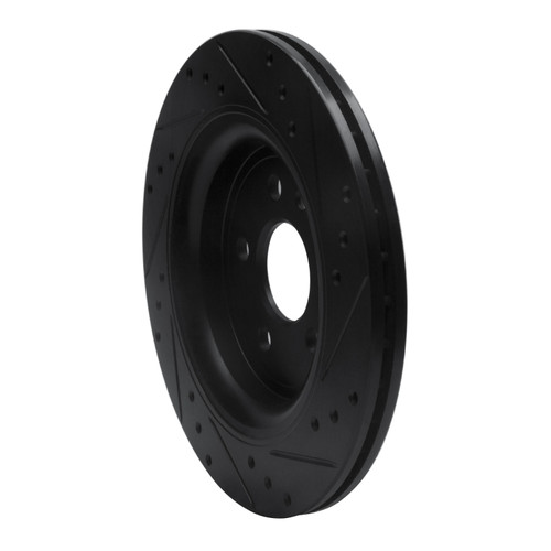 R1 07-18 Volvo XC70 Rear Left Drilled & Slotted Black Brake Rotor