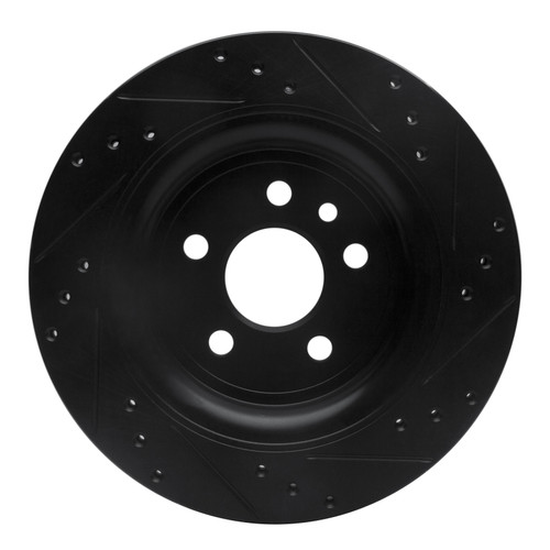 R1 07-18 Volvo XC70 Rear Left Drilled & Slotted Black Brake Rotor