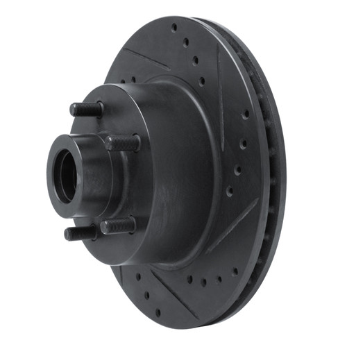 R1 70-72 Dodge Charger Front Right Drilled & Slotted Black Brake Rotor