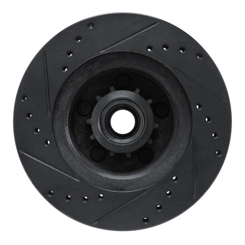 R1 70-72 Dodge Charger Front Right Drilled & Slotted Black Brake Rotor