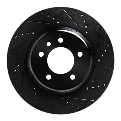 R1 20-25 Land Rover Defender 90 Rear Right Drilled & Slotted Black Brake Rotor