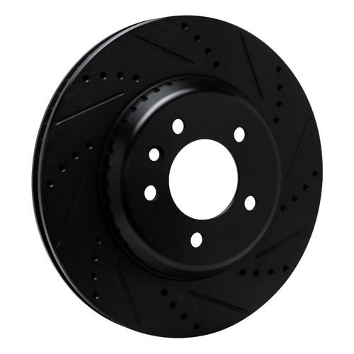 R1 20-25 Land Rover Defender 90 Rear Right Drilled & Slotted Black Brake Rotor