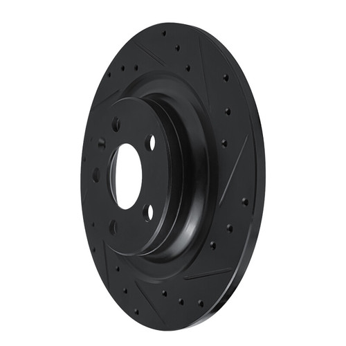 R1 18-25 Volvo XC60 Rear Right Drilled & Slotted Black Brake Rotor