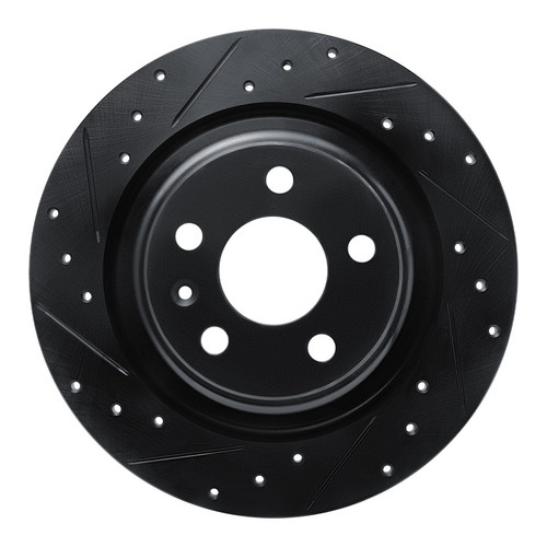 R1 18-25 Volvo S60 Rear Left Drilled & Slotted Black Brake Rotor