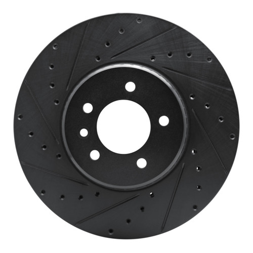 R1 20-25 Land Rover Defender 110 Front Left Drilled & Slotted Black Brake Rotor ECB-11036L