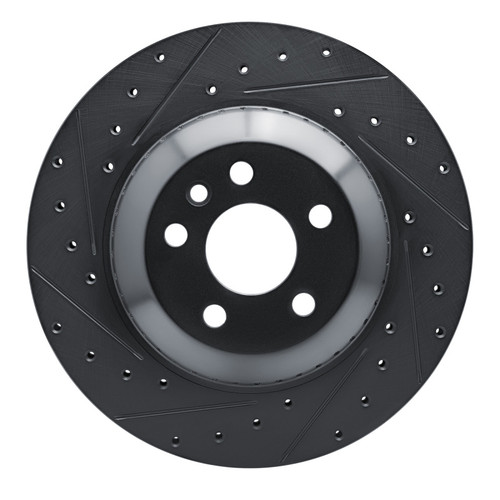 R1 20-26 Jaguar I-Pace Rear Left Drilled & Slotted Black Brake Rotor