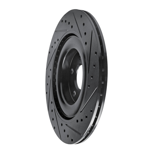 R1 16-26 Polestar Polestar 2 Rear Left Drilled & Slotted Black Brake Rotor