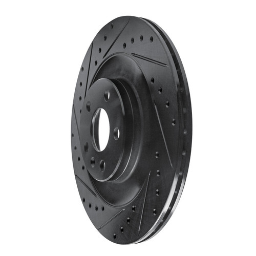 R1 16-26 Polestar Polestar 2 Rear Left Drilled & Slotted Black Brake Rotor