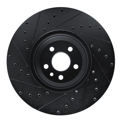 R1 20-25 Jaguar E-Pace Front Right Drilled & Slotted Black Brake Rotor