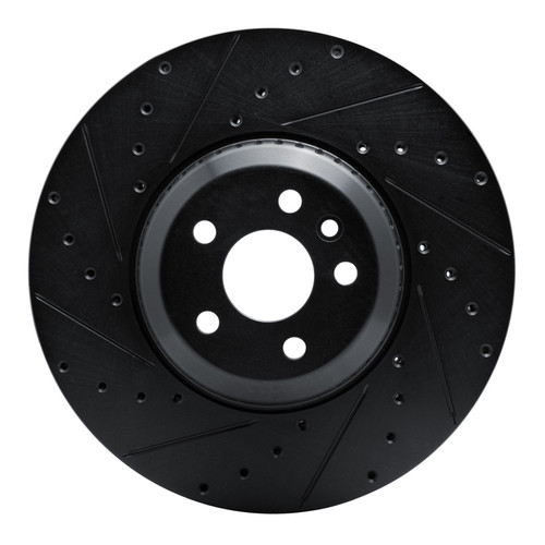 R1 20-25 Jaguar E-Pace Front Left Drilled & Slotted Black Brake Rotor