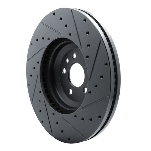 R1 20-25 Jaguar E-Pace Front Left Drilled & Slotted Black Brake Rotor