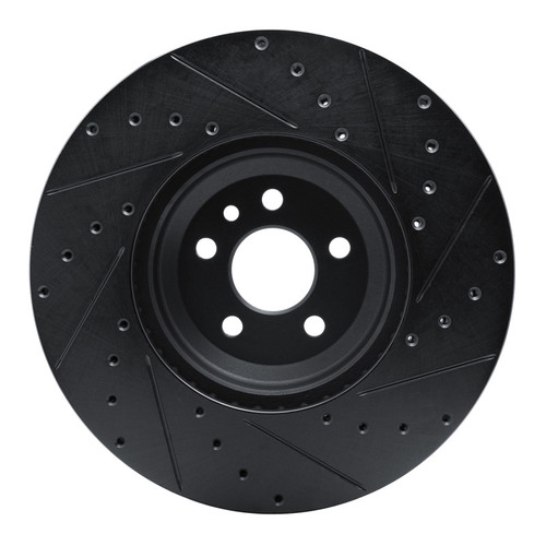 R1 20-25 Jaguar E-Pace Front Left Drilled & Slotted Black Brake Rotor