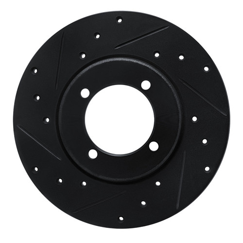 R1 78-83 Dodge Challenger Front Left Drilled & Slotted Black Brake Rotor