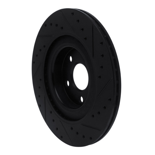 R1 16-26 Volvo V90 Rear Left Drilled & Slotted Black Brake Rotor