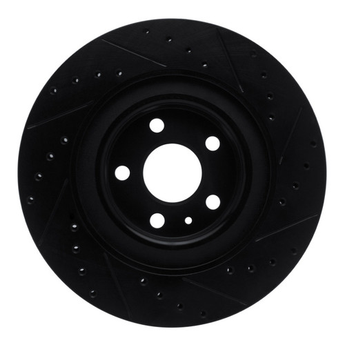 R1 16-26 Volvo V90 Rear Left Drilled & Slotted Black Brake Rotor