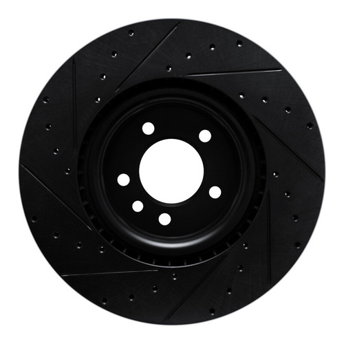 R1 18-24 Land Rover Range Rover Front Right Drilled & Slotted Black Brake Rotor