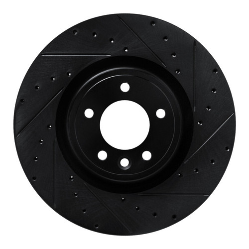 R1 18-24 Land Rover Range Rover Front Right Drilled & Slotted Black Brake Rotor