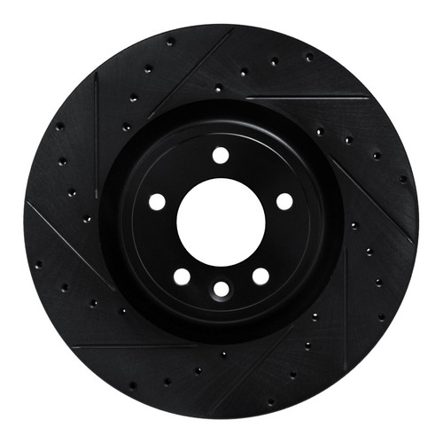 R1 18-24 Land Rover Discovery Front Left Drilled & Slotted Black Brake Rotor