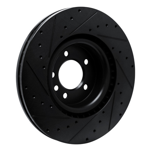 R1 18-24 Land Rover Discovery Front Left Drilled & Slotted Black Brake Rotor