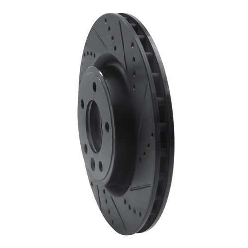 R1 18-20 Land Rover Range Rover Sport Rear Right Drilled & Slotted Black Brake Rotor