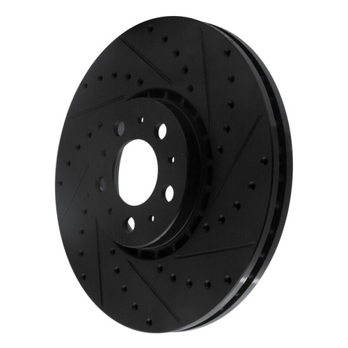 R1 03-14 Volvo XC90 Front Right Drilled & Slotted Black Brake Rotor