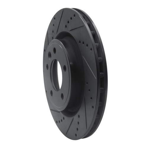 R1 18-20 Land Rover Range Rover Sport Rear Left Drilled & Slotted Black Brake Rotor