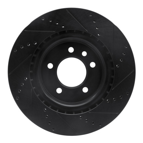 R1 18-20 Land Rover Range Rover Sport Rear Left Drilled & Slotted Black Brake Rotor