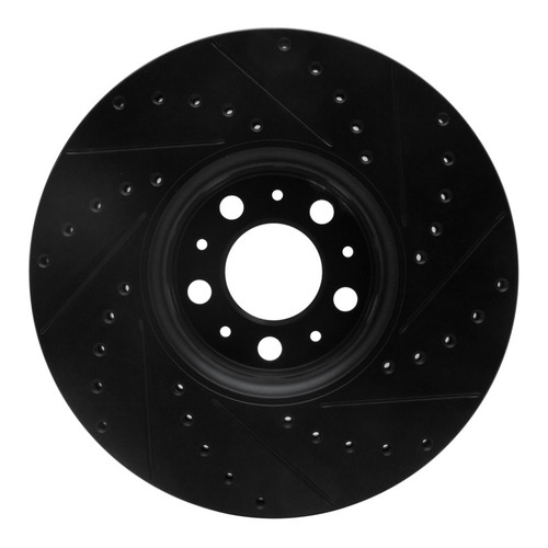 R1 03-14 Volvo XC90 Front Left Drilled & Slotted Black Brake Rotor