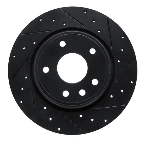 R1 17-25 Chrysler Voyager Rear Right Drilled & Slotted Black Brake Rotor