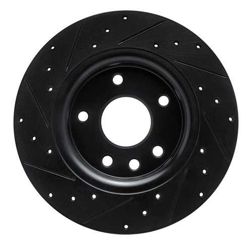 R1 17-25 Chrysler Voyager Rear Right Drilled & Slotted Black Brake Rotor