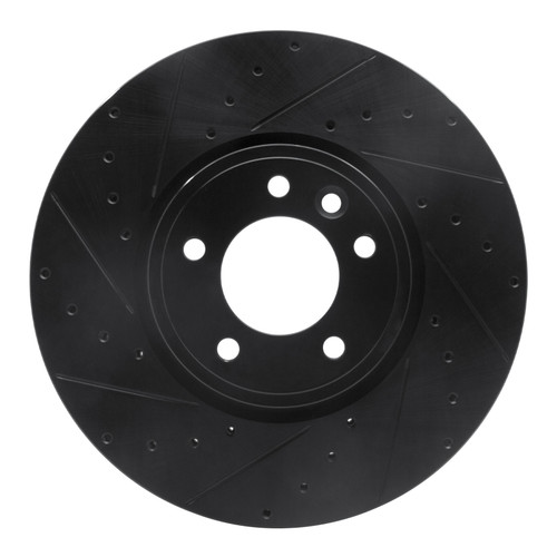 R1 18-20 Land Rover Range Rover Front Left Drilled & Slotted Black Brake Rotor