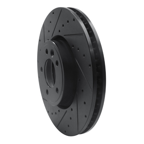 R1 18-20 Land Rover Range Rover Front Left Drilled & Slotted Black Brake Rotor