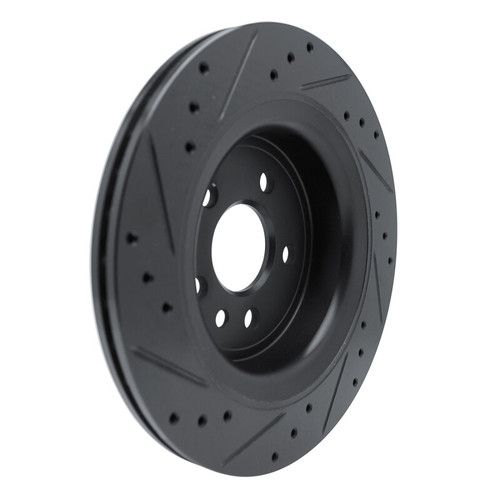 R1 10-17 Volvo XC60 Rear Right Drilled & Slotted Black Brake Rotor