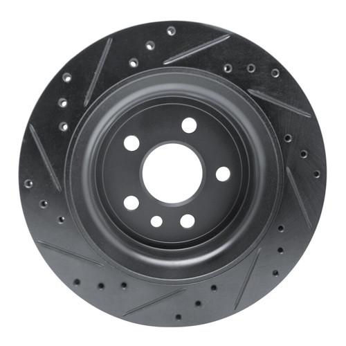 R1 10-17 Volvo XC60 Rear Right Drilled & Slotted Black Brake Rotor