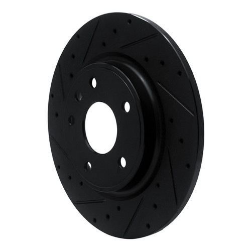 R1 17-25 Chrysler Grand CaraVan Rear Left Drilled & Slotted Black Brake Rotor