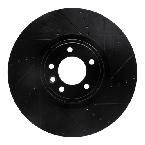 R1 18-25 Land Rover Range Rover Front Right Drilled & Slotted Black Brake Rotor