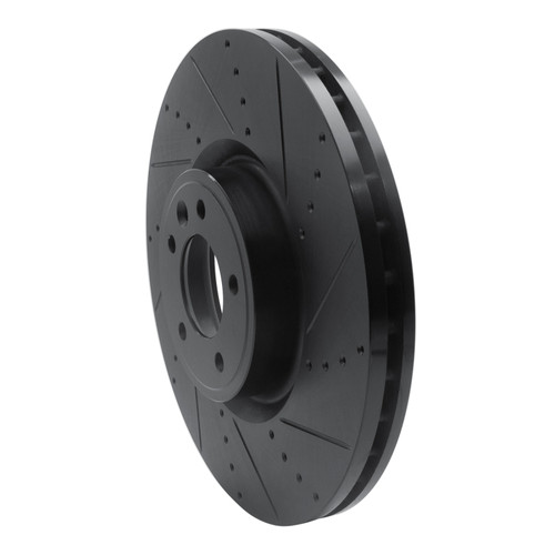 R1 18-25 Land Rover Range Rover Front Right Drilled & Slotted Black Brake Rotor