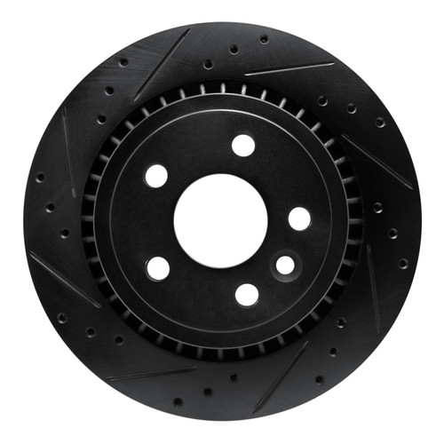 R1 10-17 Volvo XC60 Rear Left Drilled & Slotted Black Brake Rotor