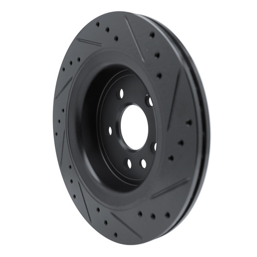 R1 10-17 Volvo XC60 Rear Left Drilled & Slotted Black Brake Rotor