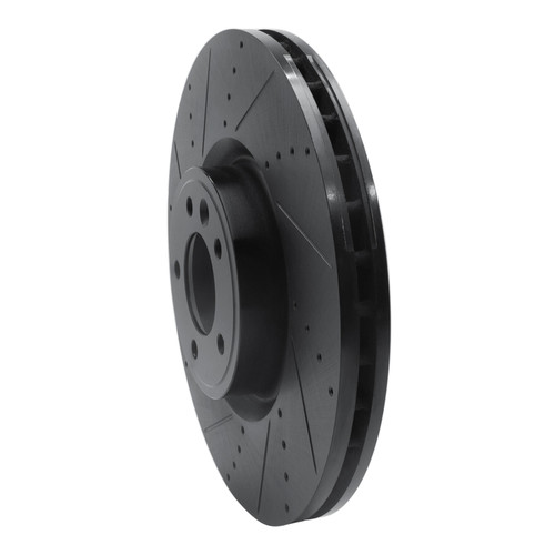 R1 18-25 Land Rover Defender 110 Front Left Drilled & Slotted Black Brake Rotor