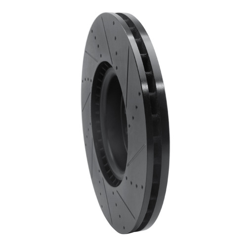 R1 18-25 Land Rover Defender 110 Front Left Drilled & Slotted Black Brake Rotor