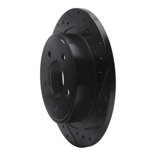 R1 04-08 Chrysler Pacifica Rear Right Drilled & Slotted Black Brake Rotor