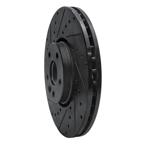 R1 10-16 Volvo XC60 Front Left Drilled & Slotted Black Brake Rotor