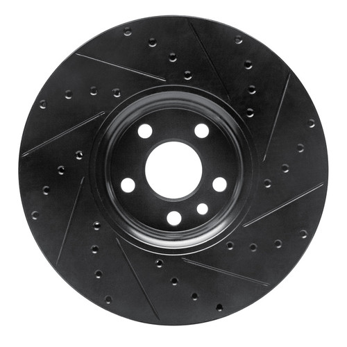 R1 10-16 Volvo XC60 Front Left Drilled & Slotted Black Brake Rotor