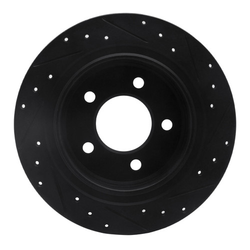 R1 04-08 Chrysler Pacifica Rear Left Drilled & Slotted Black Brake Rotor