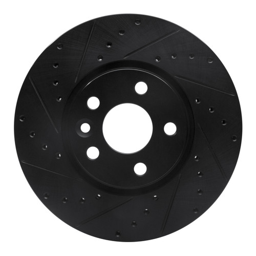R1 07-18 Land Rover Range Rover Evoque Front Left Drilled & Slotted Black Brake Rotor