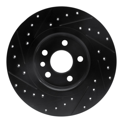 R1 15-20 Jaguar E-Pace Rear Right Drilled & Slotted Black Brake Rotor