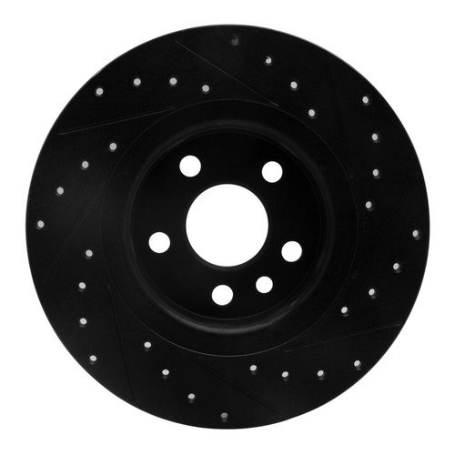 R1 15-20 Jaguar E-Pace Rear Left Drilled & Slotted Black Brake Rotor